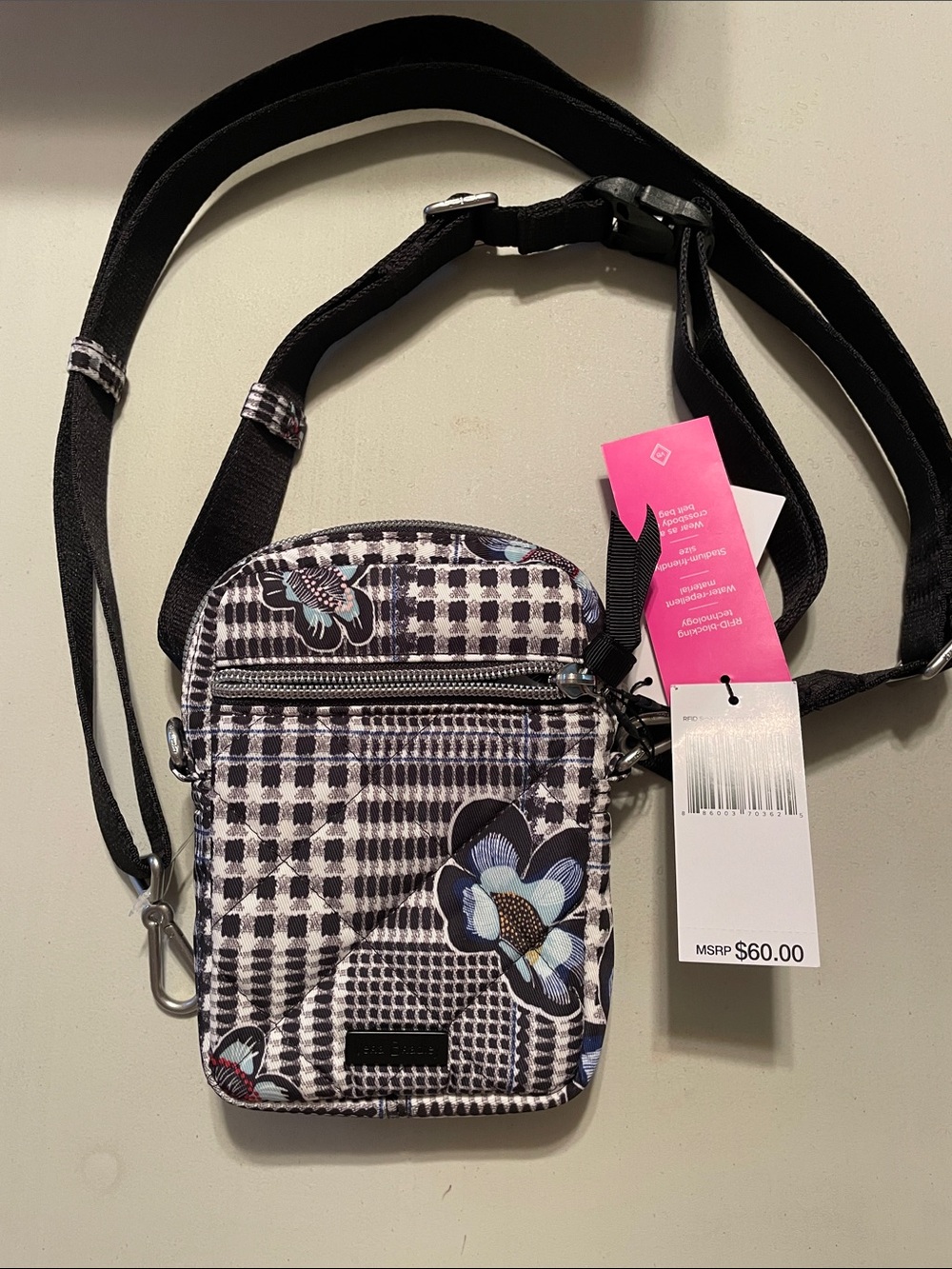 Vera Bradley RFID Small Convertible Crossbody Belt Bag Cozy Plaid Neutral Quilt